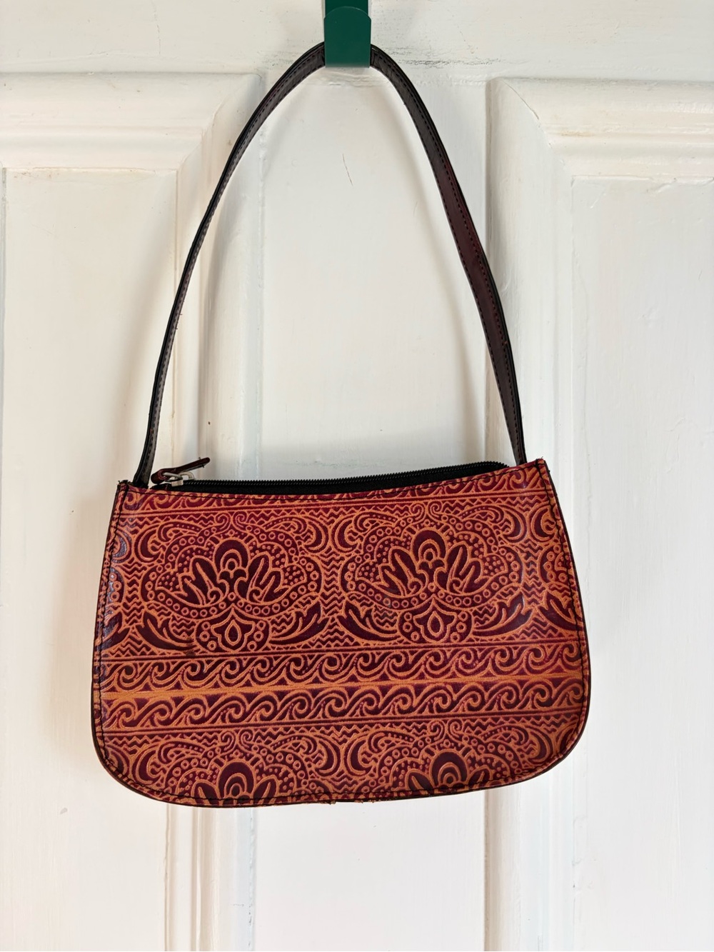 Vintage Leather Purse with Boho Design